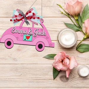 Personalized Couple Love Bug Car Door hanger SVG Laser File, Valentine Laser Cut File, Laser Ornament SVG, Glowforge, |Valentine Door Hanger