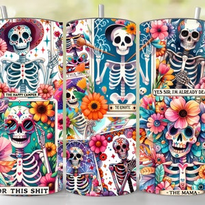 Tarotkaart wrap beker, sarcastische skelet beker wrap, 20 oz magere beker, sublimatie ontwerp, sarcastische png, grappige tarot beker wrap