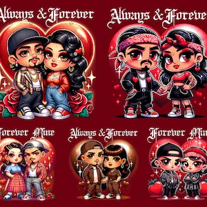 10+ Chicano Valentine Chola Couple Png Bundle, Pink Chicana Valentine Design, Spanish Valentine, Valentines Old School Cholo, Digital File