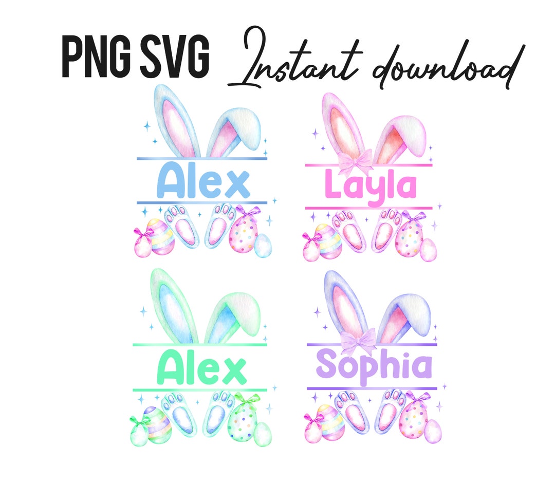 Personalized Easter Bunny Watercolor PNG SVG: Girl Shirt File (digital ...