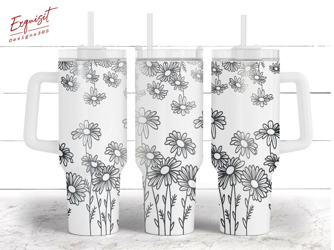 Daisy Floral 40oz Tumbler Wrap: Laser Engraved Design (digital Download ...