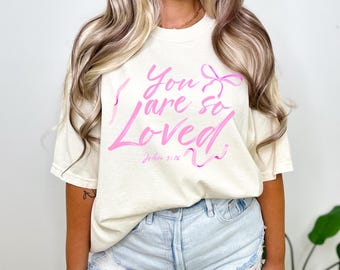 You Are So Loved Coquette PNG Design: Christian Pink Bow (Digital Download)