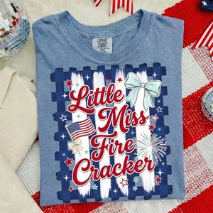 Little Miss Firecracker Png, 4th Of July Png, Land Of The Free, American Girl Patriotic Png, Red White Blue Digital Download