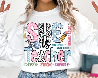 Sie ist Lehrerin Png: Christliche Bibel Vers Design (Digitaler Download)