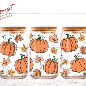 Pumpkin Libbey Glass Wrap, 16oz Wrap, Fall Libbey Glass Wrap, Halloween Glass Png, Pumpkin Glass Wrap Png, Fall Png, Autumn Png
