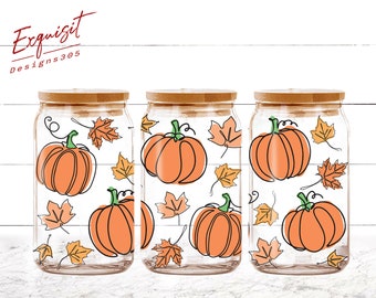 Pumpkin Libbey Glass Wrap, 16oz Wrap, Fall Libbey Glass Wrap, Halloween Glass Png, Pumpkin Glass Wrap Png, Fall Png, Autumn Png