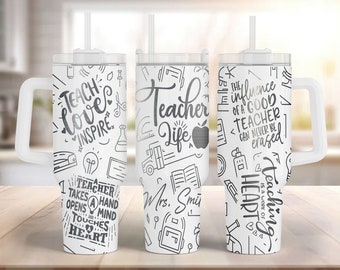Teacher Engraved Personalized 40 oz Tumbler Wrap SVG, Teacher Laser Engraved Tumbler Svg, Teacher Appreciation, Teacher Svg, Teacher Gift