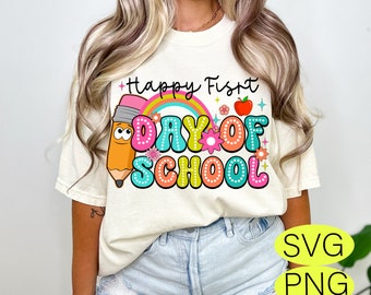 First Day of School PNG: Teacher Pencil Design (Digital Download)