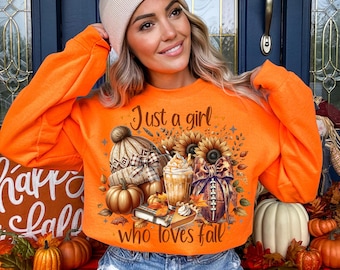 Just A Girl Who Loves Fall Png, Autumn Png, Fall png, Sublimation Design, T-Shirt Design, Cozy season png Sublimation