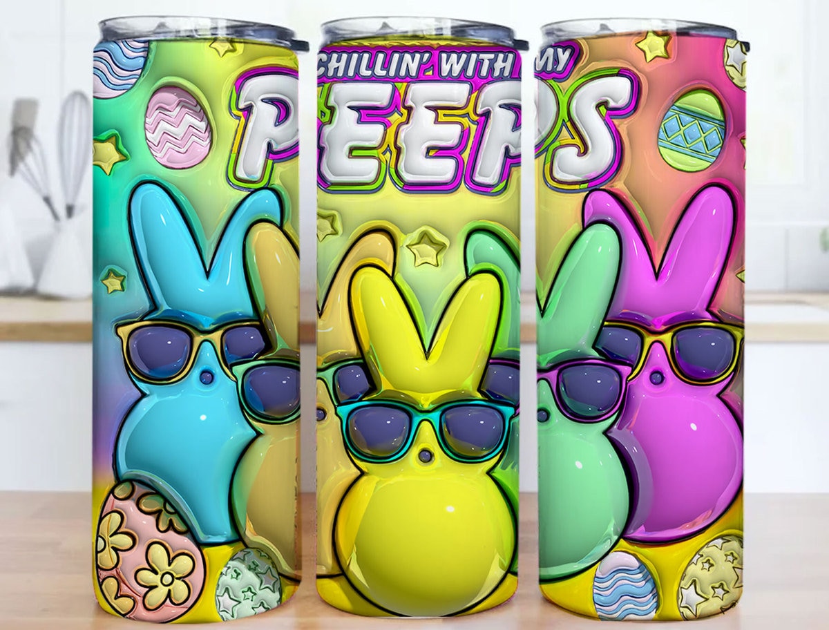 Chilling With My Peeps タンブラーラップ：面白いイースターバニー