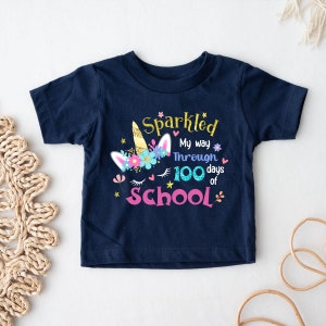 I Sparkled My Way Through 100 Days Of School Png, 100 Days of School Era PNG, School png, Kids 100 Days Of School Design, Unicorn School Png
