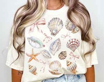 Coquette Seashells PNG: Retro Summer Beach Design (Digital Download)