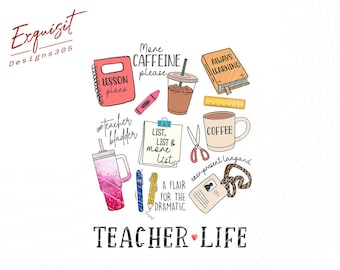 Teacher Life PNG: Sublimation Design (Digital Download)