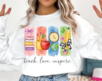 Lär kärlek, inspirera PNG: Penseldragslärardesign (digital nedladdning)