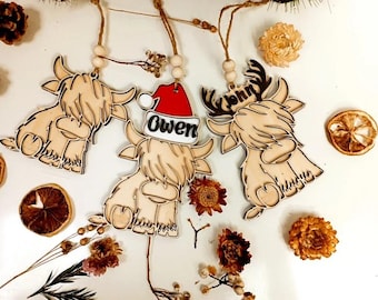 Highland Cow Christmas Ornament: Laser Cut SVG File (Digital Download)