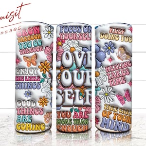 3D Positive Affirmations Aufgeblasene Tumbler Wrap 3D Hauch Schmetterlinge Inspirierende PNG Vorlage Sublimation Designs Downloads