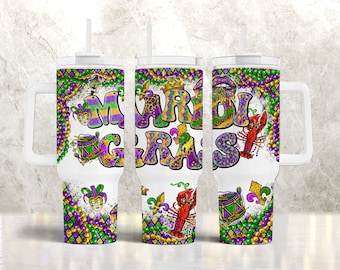Mardi Gras 40oz Tumbler Wrap: Sublimation Design (Digital Download)