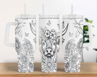 Highland Cow Tumbler Laser SVG: 40oz Full Wrap (Digital Download)