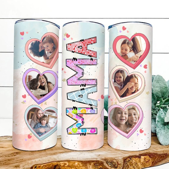 20 oz Frame Photo Mama Skinny Tumbler Wrap, Mom Photo Tumbler PNG Wrap, Personalized Mom Tumbler Png, Mother's day Tumbler, Gift For Mom