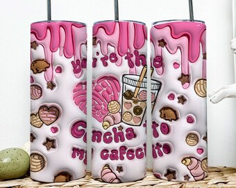 Cafecito Y Chisme 20oz Tumbler: 3D Inflated Mexican Pan Dule (Digital Download)