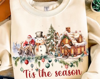 Retro Christmas png, Tis the Season Png, Santa Claus png, Watercolor Christmas png, Christmas sublimation, Merry Christmas, Christmas vibes
