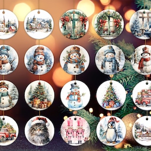 20 Files Christmas Round Ornament Bundle PNG Sublimation Designs , Christmas PNG Bundle, Christmas Ornament PNG Designs, Digital Download