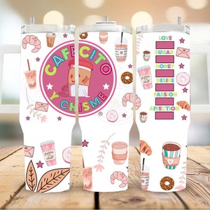 Cafecito y Chisme 40oz Quencher Coffee Tumbler, Mexico Pan Dulce 40oz Tumbler PNG, Spooky Conchas Tumbler Wrap, 40oz Handle Tumbler Digital