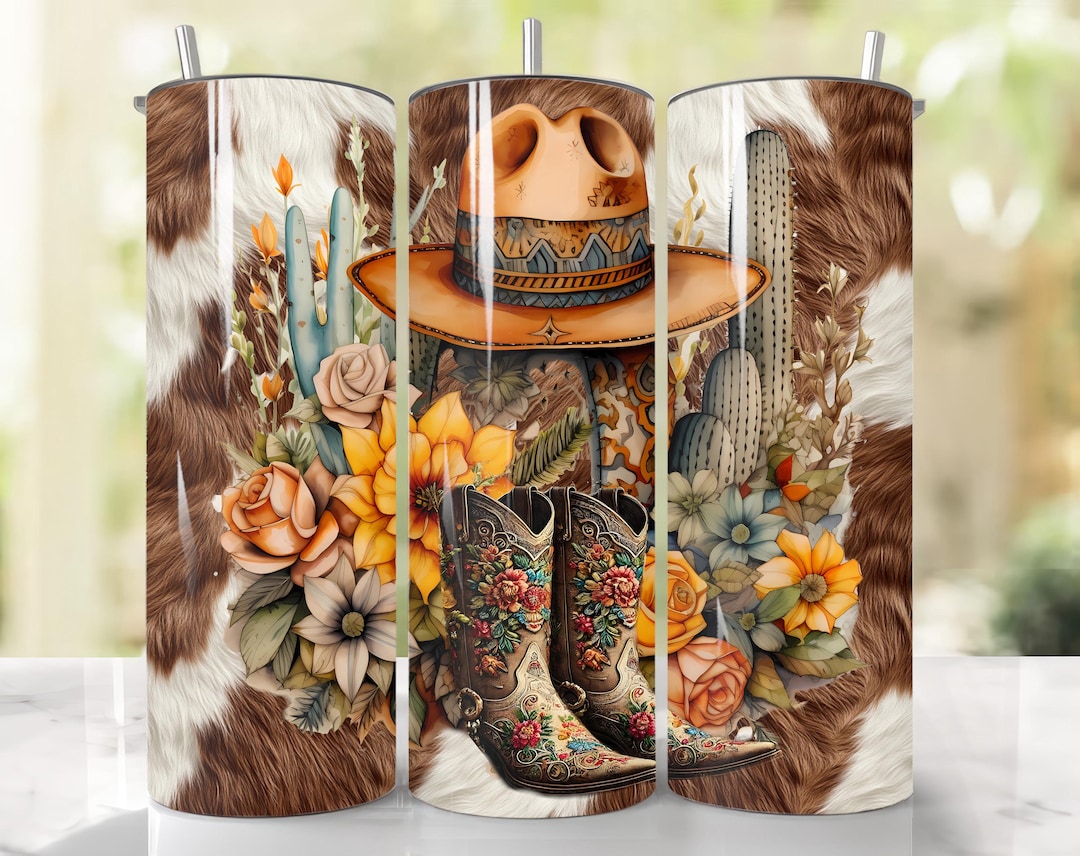 Western Cowgirl Boots Tumbler Wrap, 20 Oz Skinny Tumbler Sublimation ...