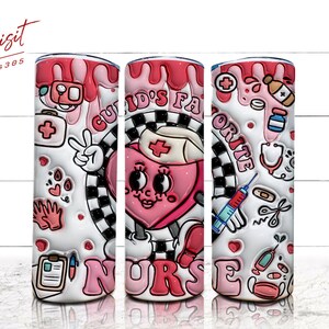 3D Inflated Cupid's Favorite Nurse Tumbler PNG, Nurse Png, Valentine Nurse Tumbler Wrap, 20 oz Valentine Sublimation PNG, Digital Download