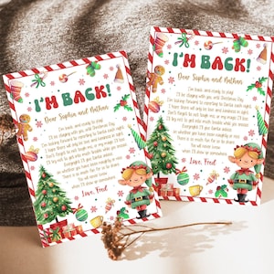 Carta de chegada do elfo personalizada Estou de volta carta do elfo, Olá do elfo carta do elfo de Natal para crianças, download instantâneo PNG, pronto para imprimir