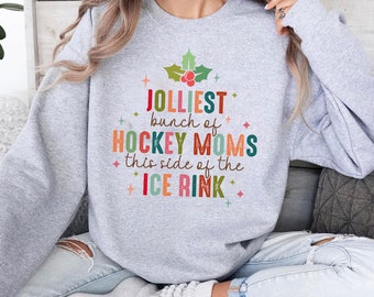 Jolliest Hockey Moms Christmas PNG: Retro Funny Quote (Digital Download)