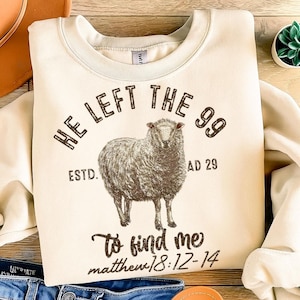 Retro Christian Bible Verse PNG: He Left The 99 (Digital Download)