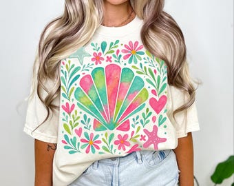 Boho Floral Seashell PNG: Summer Vibes Design (Digital Download)