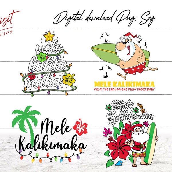 Mele Kalikimaka Bundle Svg, Christmas Tree Light Mele Kalikimaka Tropical Hawaii Png, Funny Christmas Png, Family Matching Xmas Png