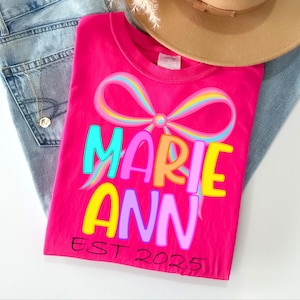Personalized Kids Name PNG,Preppy Coquette Bow Sublimation,Girl Name Png Design, Personalized Toddler Summer, Cute Name Clipart for Children