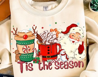 Tis The Season Png, Santa Clause, Coffee Xmas,Merry Christmas Png, Christmas Quotes, Merry And Bright Png, Retro Christmas Png, Winter Png