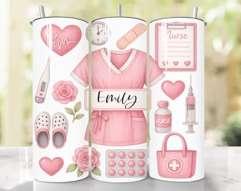 Nurse Tumbler Wrap: 20oz Skinny Tumbler Sublimation Design (PNG Digital Download