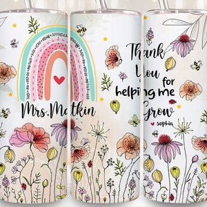 Png personalizzato con regali per insegnanti, confezione per tumbler floreale per insegnante, regalo di ringraziamento per insegnante, regalo di ringraziamento per insegnante, png floreale personalizzato per insegnante
