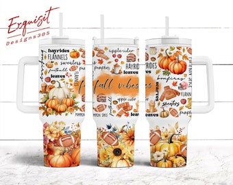 Fall Vibes Tumbler Wrap: Autumn Pumpkin Design (PNG Digital Download)