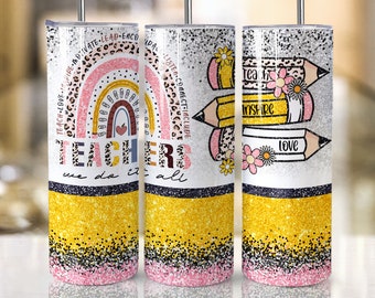 Glitter Lehrer Tumbler Wrap, 20 Unzen Skinny Tumbler, Lehrer Leben Tumbler, Lehrer Sublimation Design, Lehrerbrennstoff, PNG Sofort Download