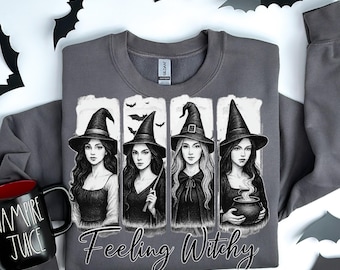 Vintage Halloween Witch PNG: Feeling Witchy Brushstroke Sublimation