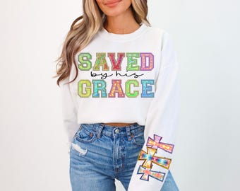 Saved By His Grace PNG: Easter Christian Bible Verse (Digital Download)