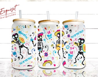 Sugar Skull Conchas Can Glass Wrap: Día de los Muertos (Digital Download)