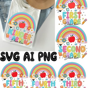 Retro Back to School Png Bundle, Pencil Rainbow Png, Retro Teacher png, Bright Dalmatian Dots, Dream Team, Pre-K 1st/2nd/3rd Grade