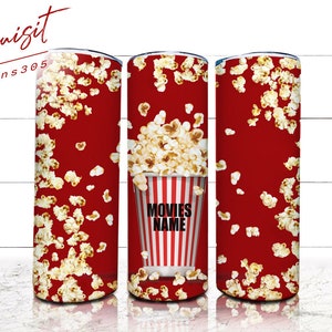 Personalized Favorite Movie Night Tumbler Design, Theater Sublimation Wrap Downloads, Awesome Seamless Sublimation Designs Instant Download