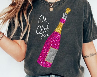 Cheers to the New Year, Retro New Years PNG, Sparkly Champagne Png, New Year 2024 PNG, Pink New Year Png, Glitter New Year Design