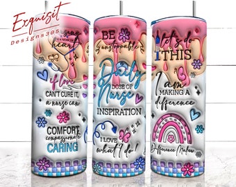 3D Inflated Nurse Tumbler, Daily Nurse Tumbler, Nurse ICU, Nurse Life Tumbler, 3D Tumbler, Full Tumbler Wrap, Gift for nurse, Png download