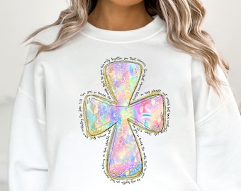 Easter Cross PNG: Colorful Floral Christian Design (Digital Download)