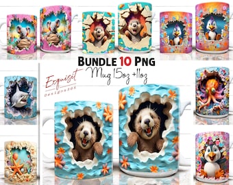 3D Tier Becher Wrap Bundle: Sublimationsdesigns (PNG Digital Download)