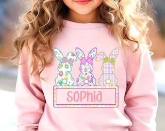 Girls Easter Bunny Applique PNG with Name Plate (Digital Download)